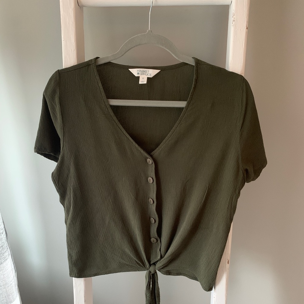 Button Down Short Sleeve Blouse